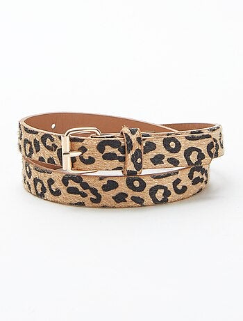 Cinto fino com estampado 'leopardo'