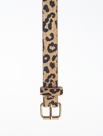 Cinto fino com estampado 'leopardo'
