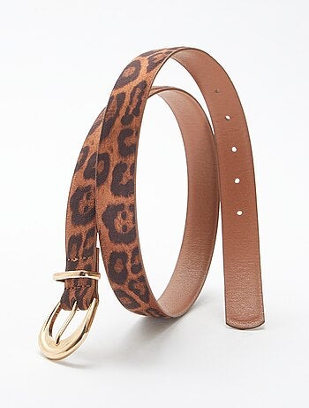 Cinto fino em camurça sintética leopardo