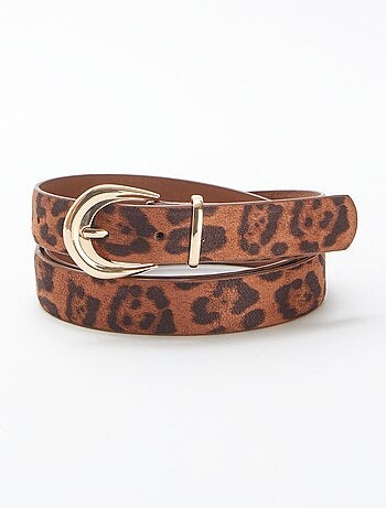 Cinto fino leopardo em camurça sintética
