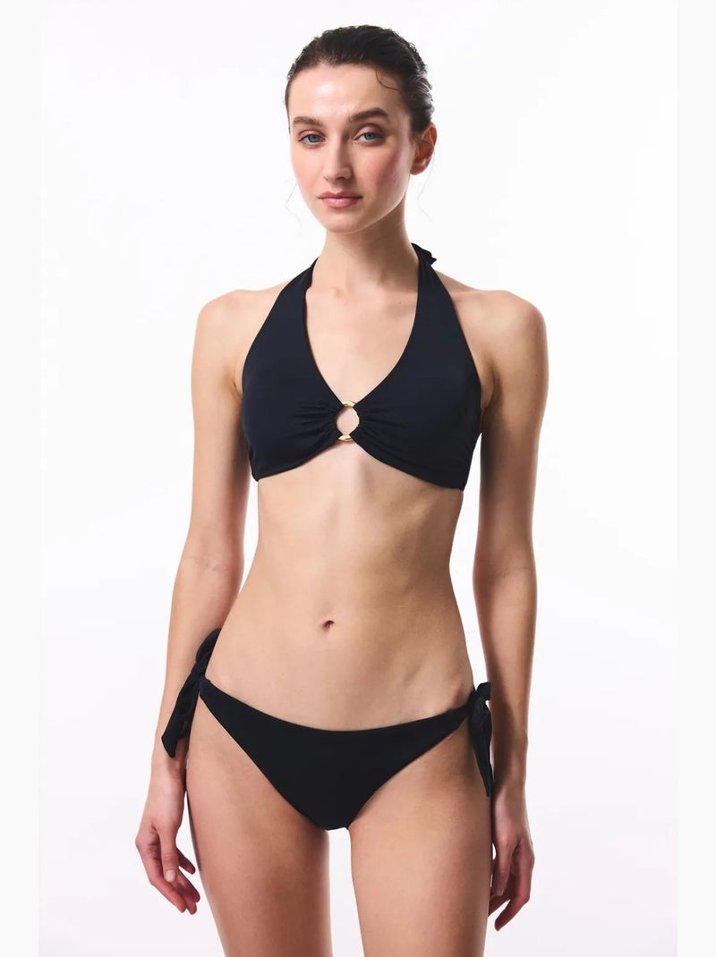 Clean hot top de biquíni modelador com amarração no pescoço penti Preto - Kiabi