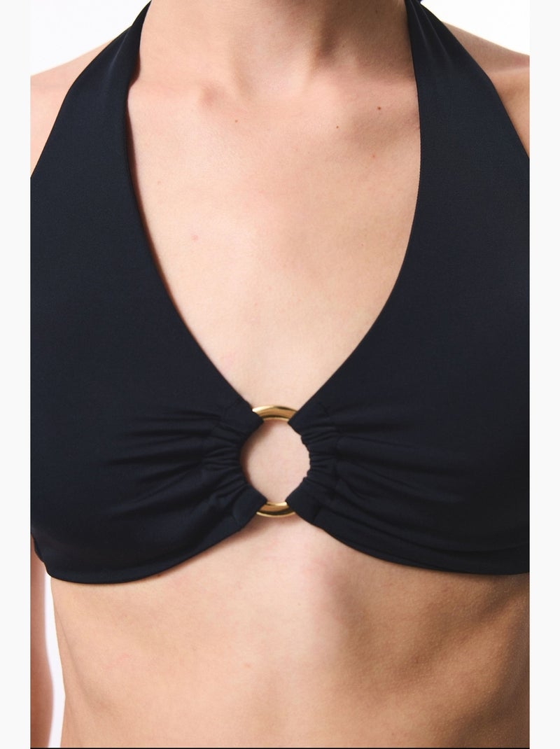 Clean hot top de biquíni modelador com amarração no pescoço penti Preto - Kiabi