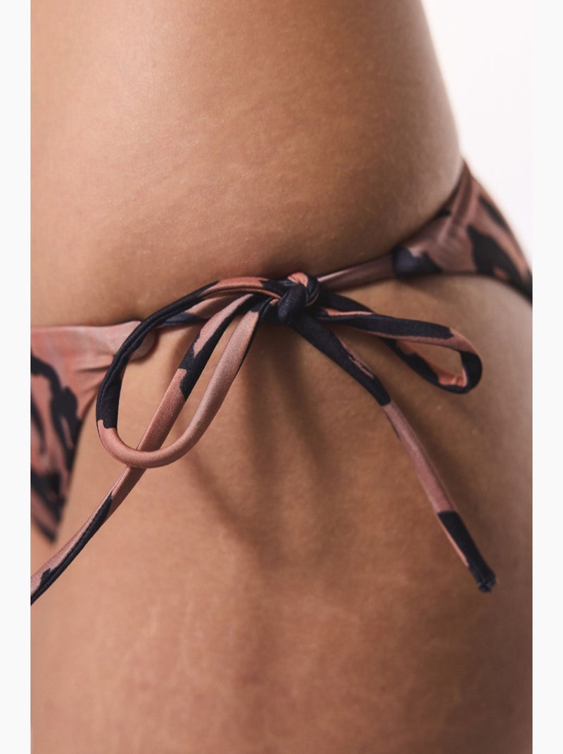 Clove cueca de biquíni com padrão leopardo e atilhos penti Castanho - Kiabi