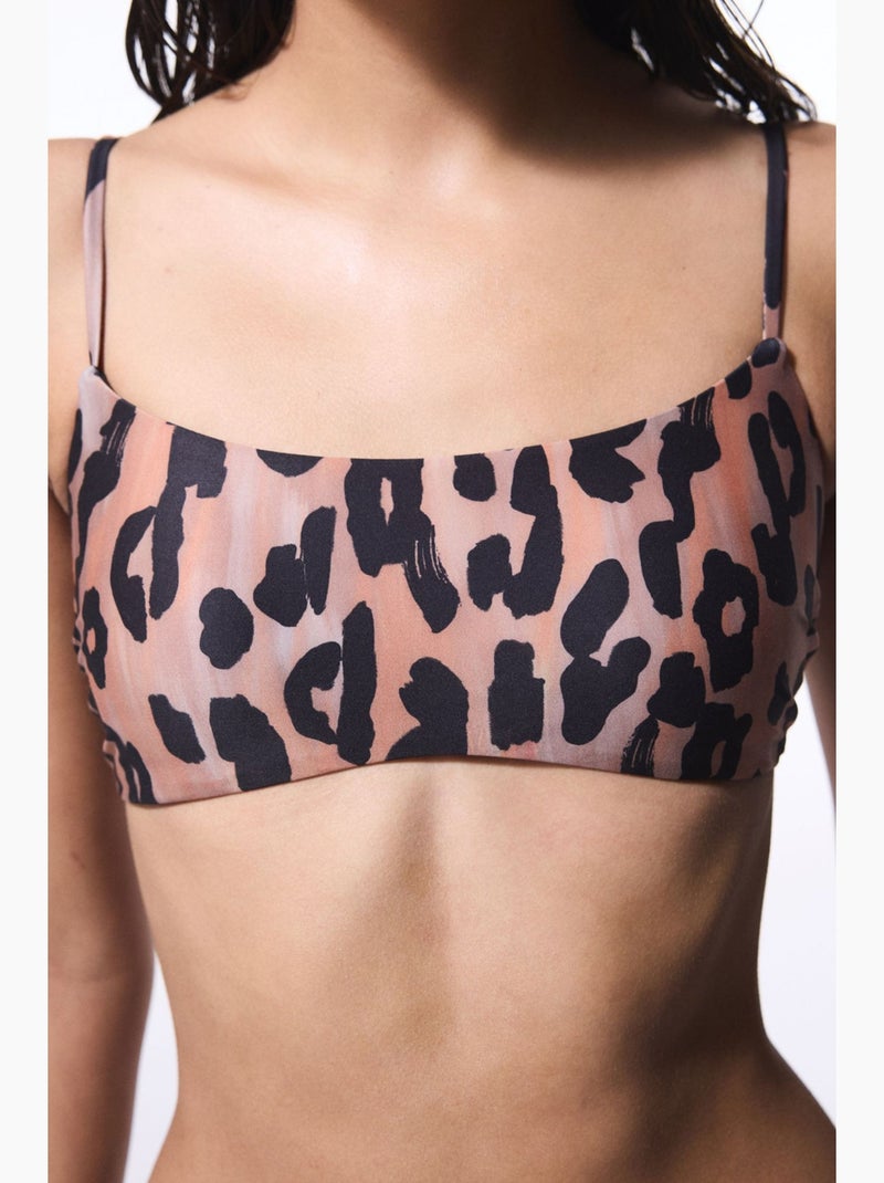 Clove top de biquíni de corte minimal e estampa de leopardo penti Greige - Kiabi