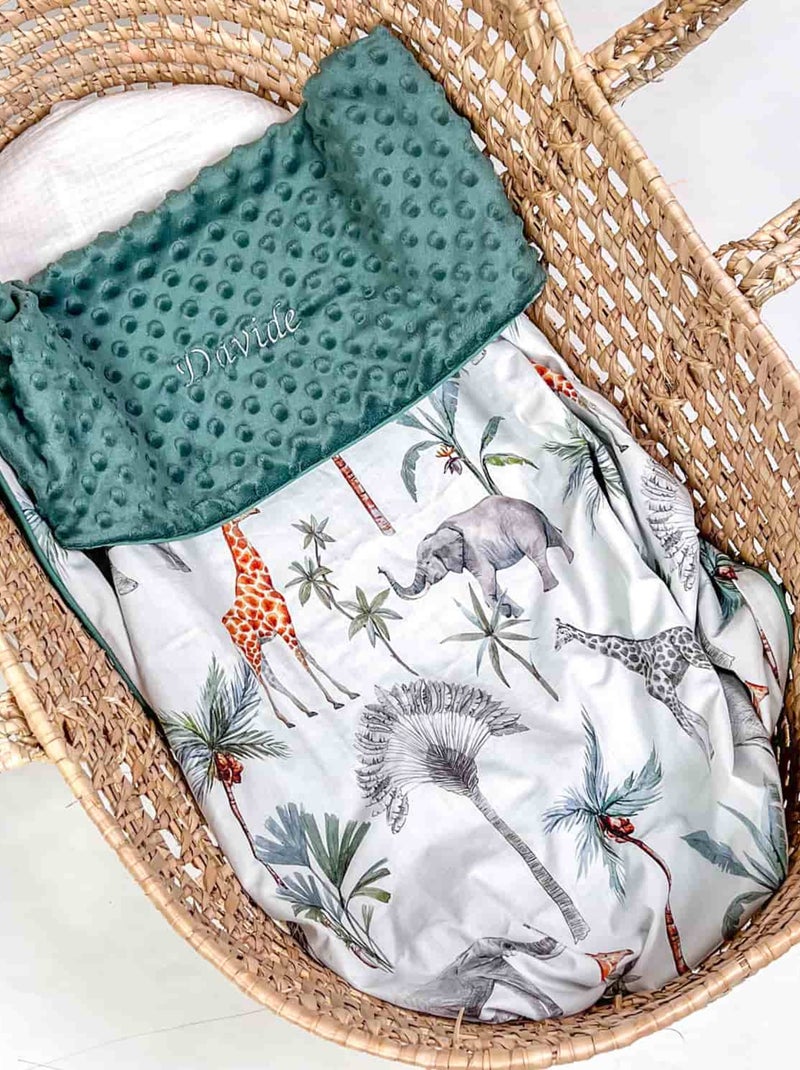 Cobertor de bebê leve e reversível em minky | sevira kids Verde - Kiabi
