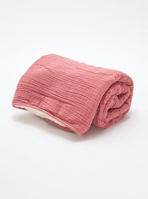 Cobertor em gaze de algodão e polar - Kiabi
