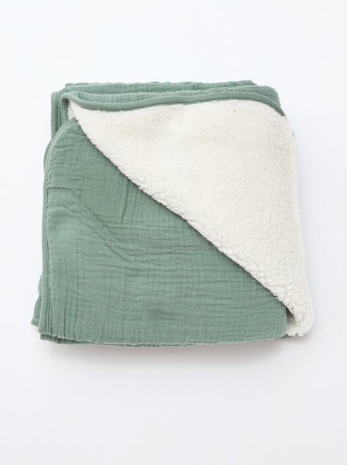 Cobertor em gaze de algodão e polar - Kiabi