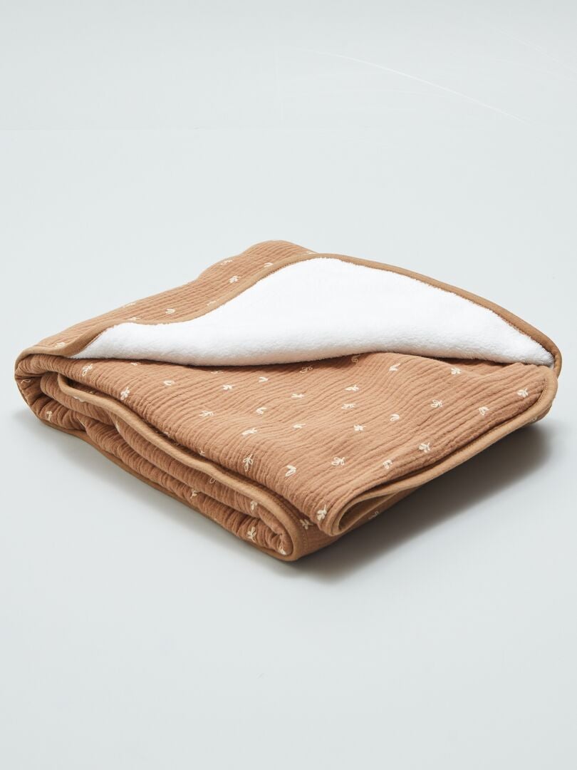Cobertor em gaze de algodão MARROM - Kiabi