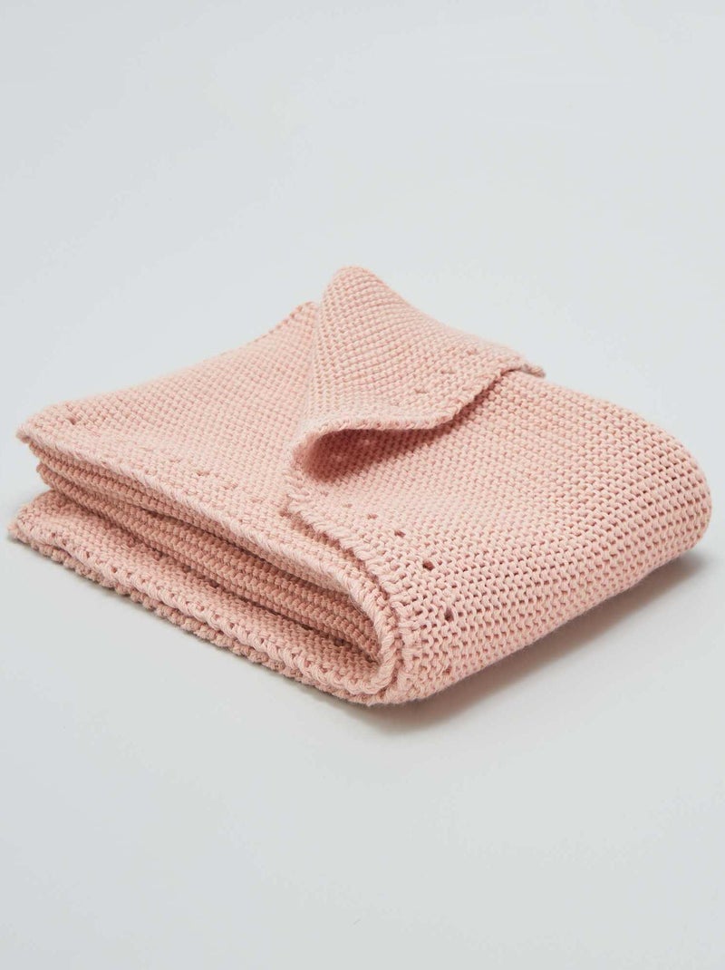 Cobertor em malha de tricô 'Manufacture de Layette' ROSA - Kiabi