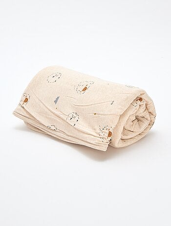 Cobertor estampado com interior efeito polar