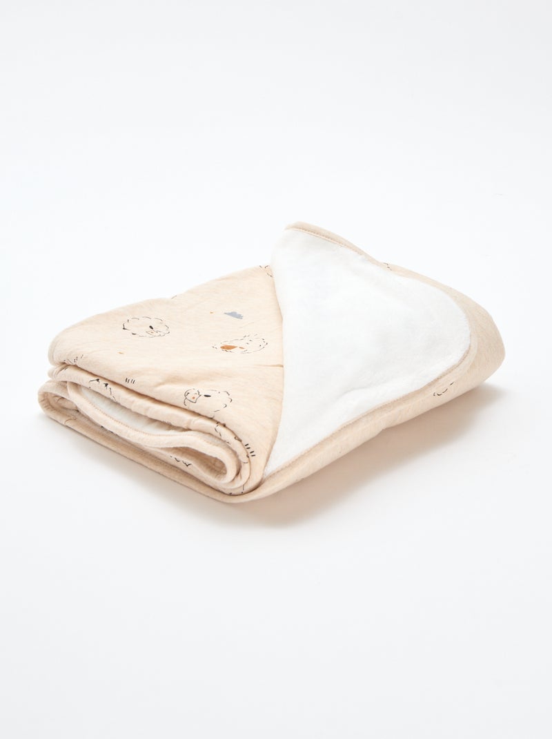 Cobertor estampado com interior efeito polar Bege - Kiabi