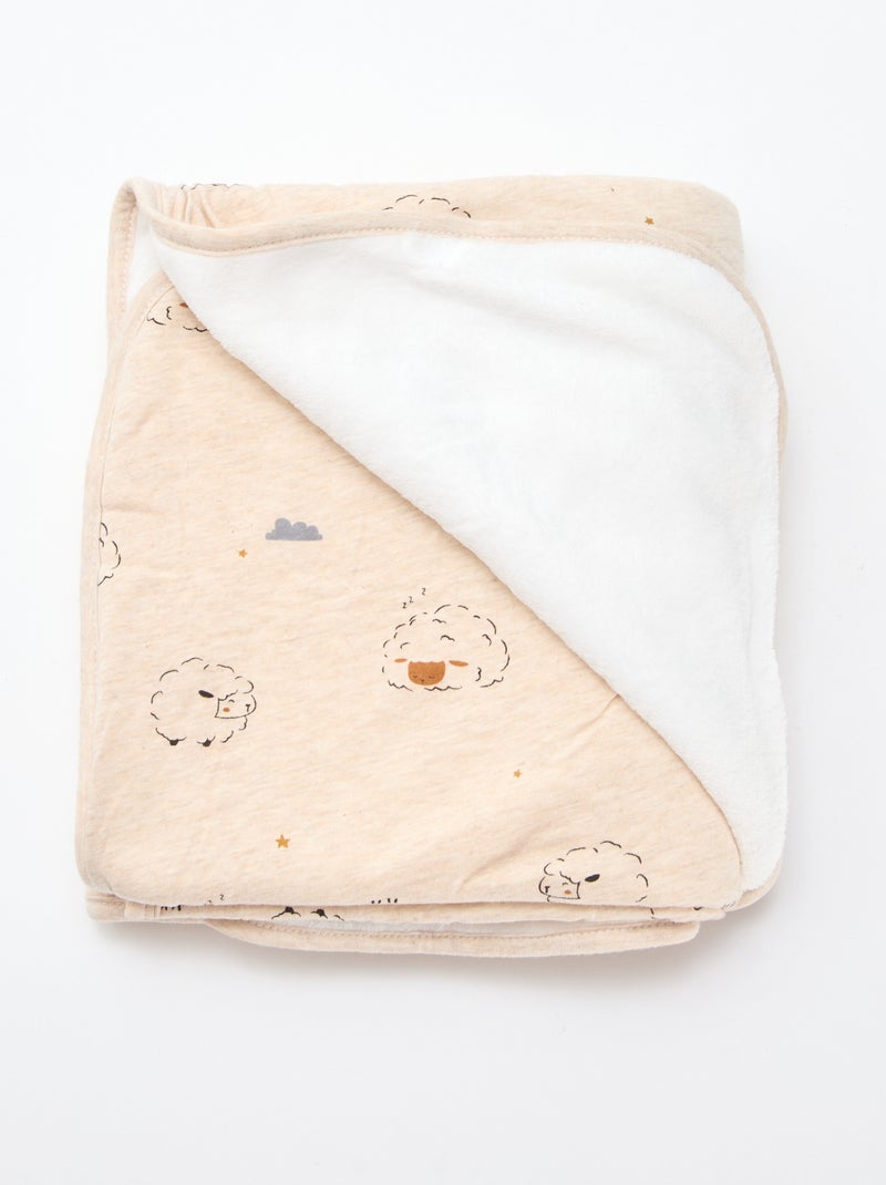 Cobertor estampado com interior efeito polar Bege - Kiabi