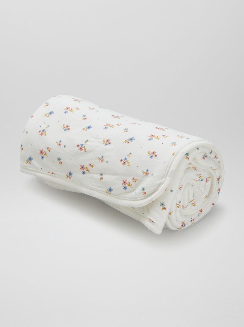 Cobertor estampado com interior efeito polar BRANCO - Kiabi