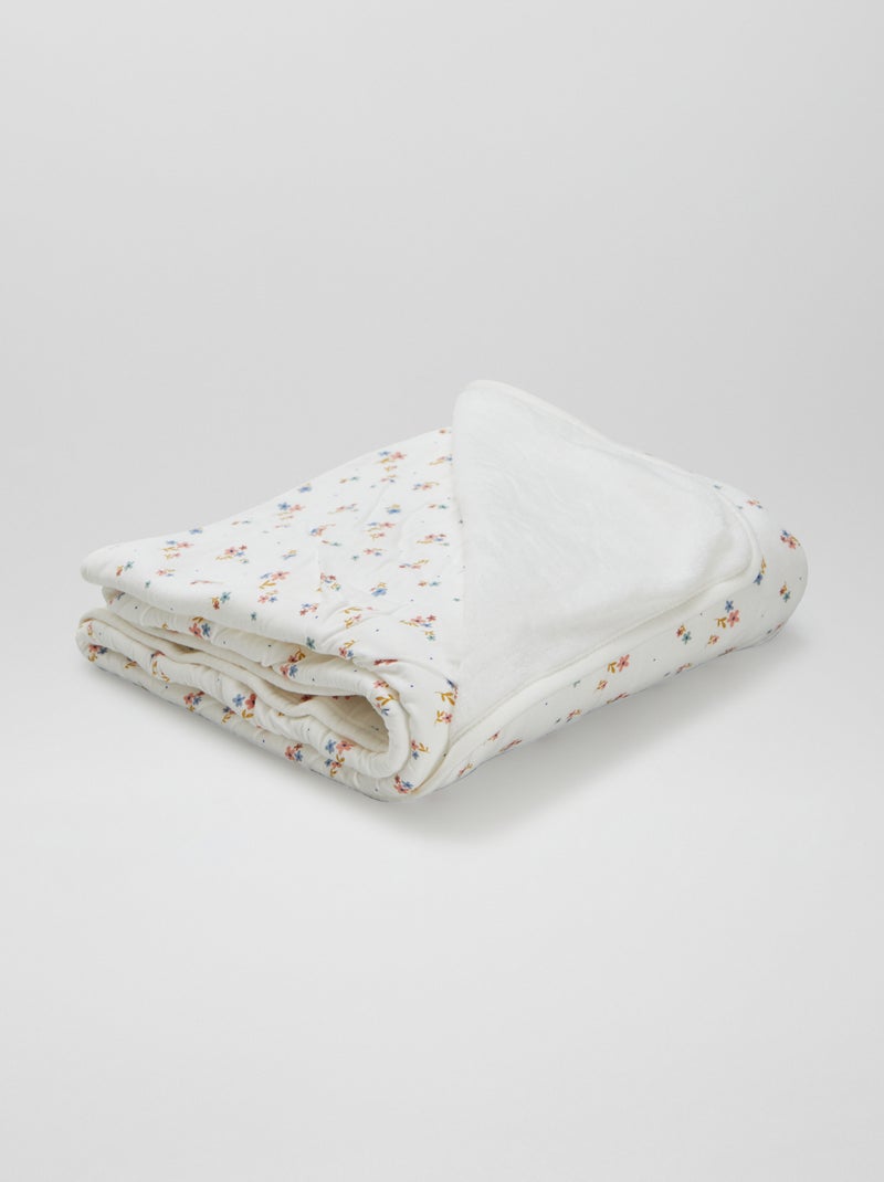 Cobertor estampado com interior efeito polar BRANCO - Kiabi