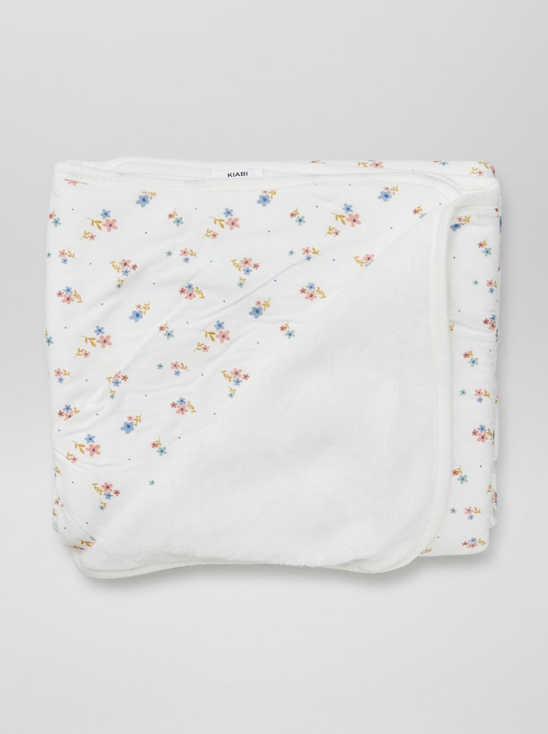 Cobertor estampado com interior efeito polar BRANCO - Kiabi