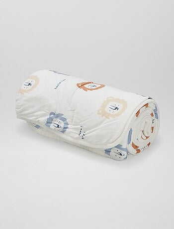 Cobertor estampado com interior efeito polar