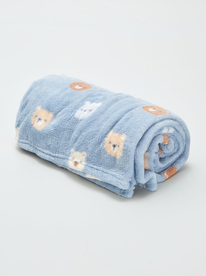 Cobertor estampado com interior efeito polar/peluche AZUL - Kiabi
