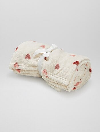 Cobertor estampado com interior efeito polar/peluche