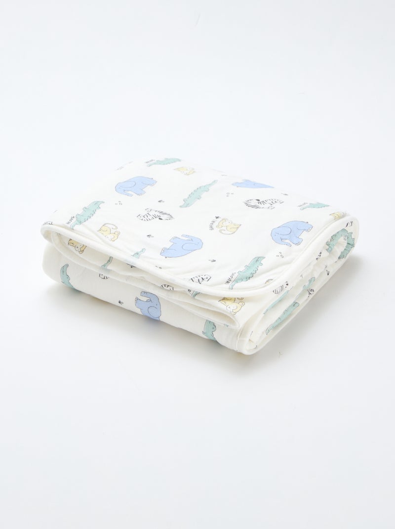 Cobertor estampado em algodão jersey Branco - Kiabi