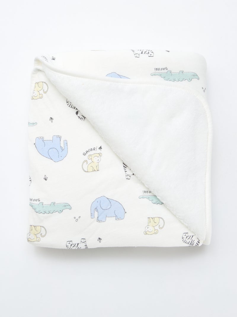 Cobertor estampado em algodão jersey Branco - Kiabi