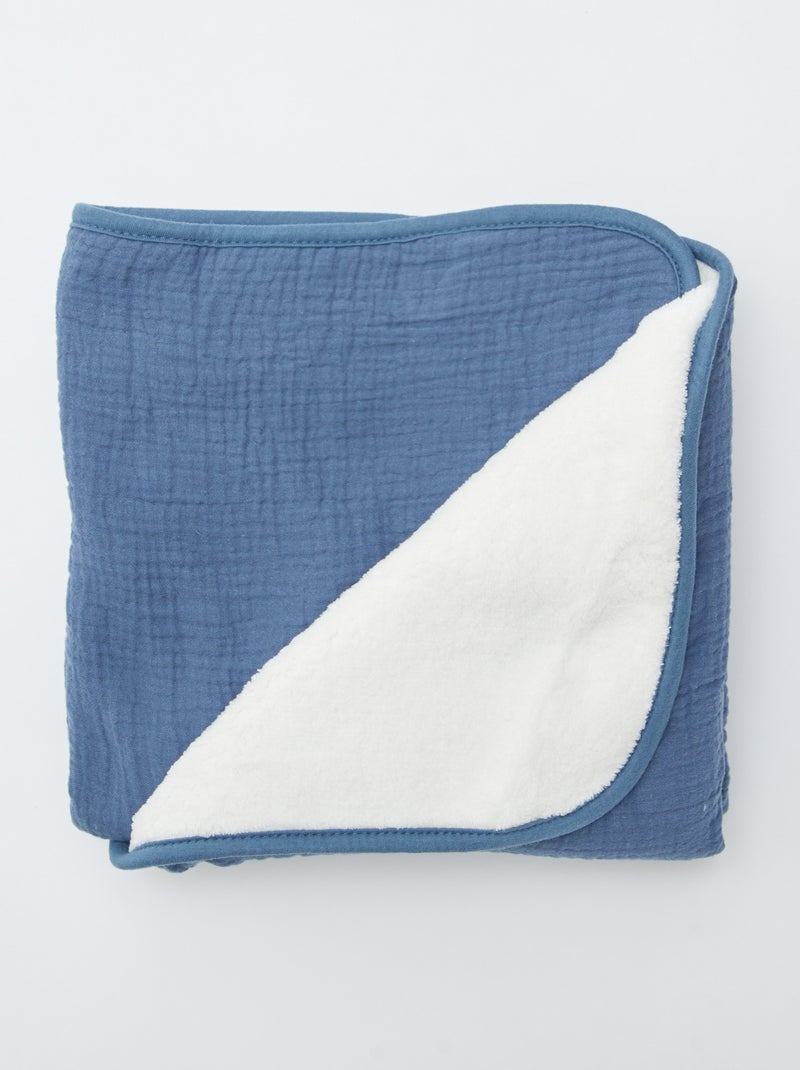 Cobertor fralda em gaze de algodão AZUL - Kiabi