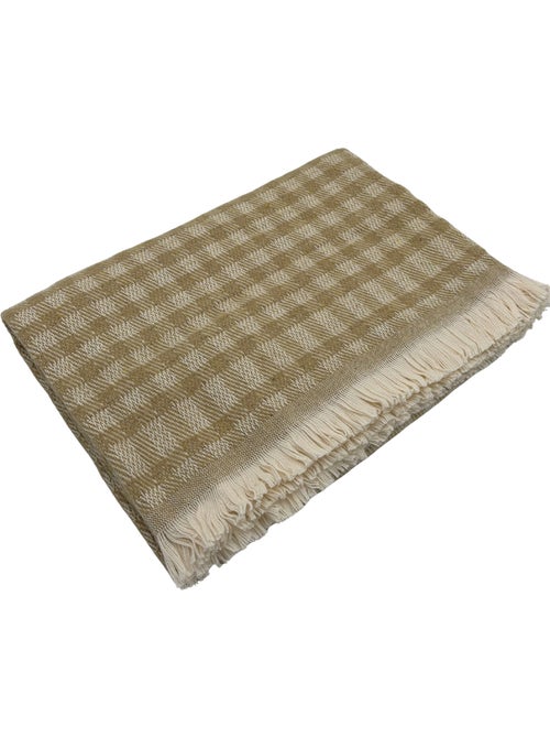 Cobertor jacquard de algodão com padrão xadrez - Kiabi