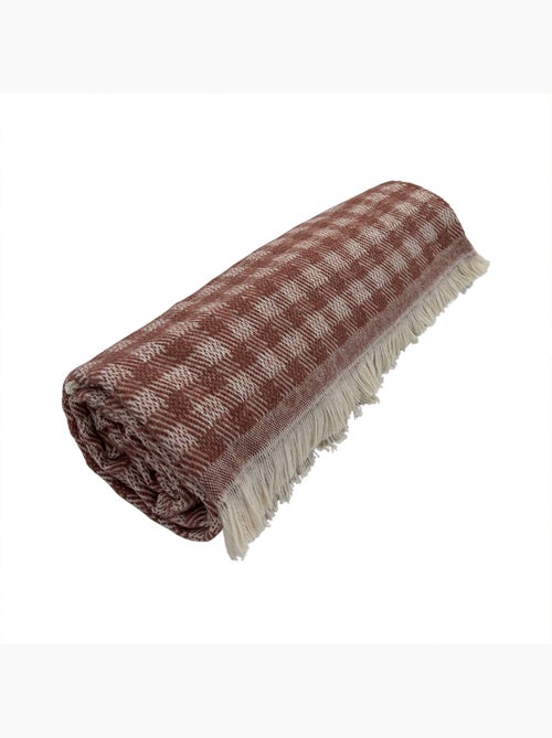 Cobertor jacquard de algodão com padrão xadrez - Kiabi