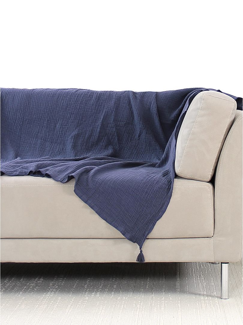 Cobertura de sofá em gaze de algodão Azul Marinho - Kiabi