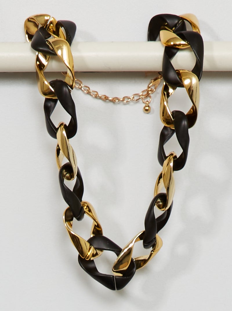 Colar com elo grosso preto e dourado PRETO - Kiabi
