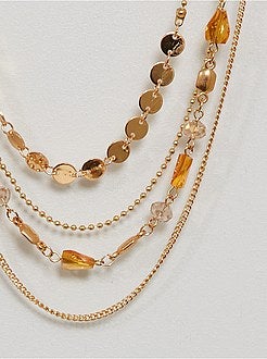 Colar com várias voltas com correntes e pérolas - Kiabi