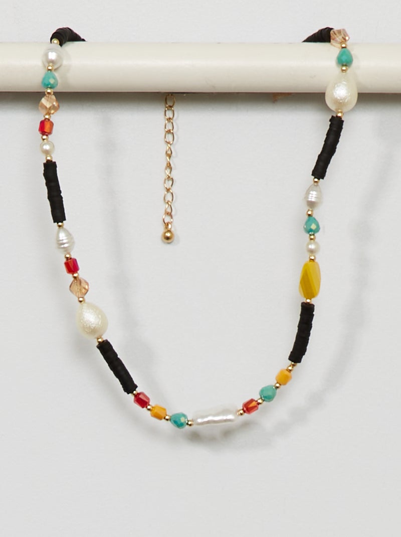Colar junto ao pescoço preto com pérolas Preto - Kiabi