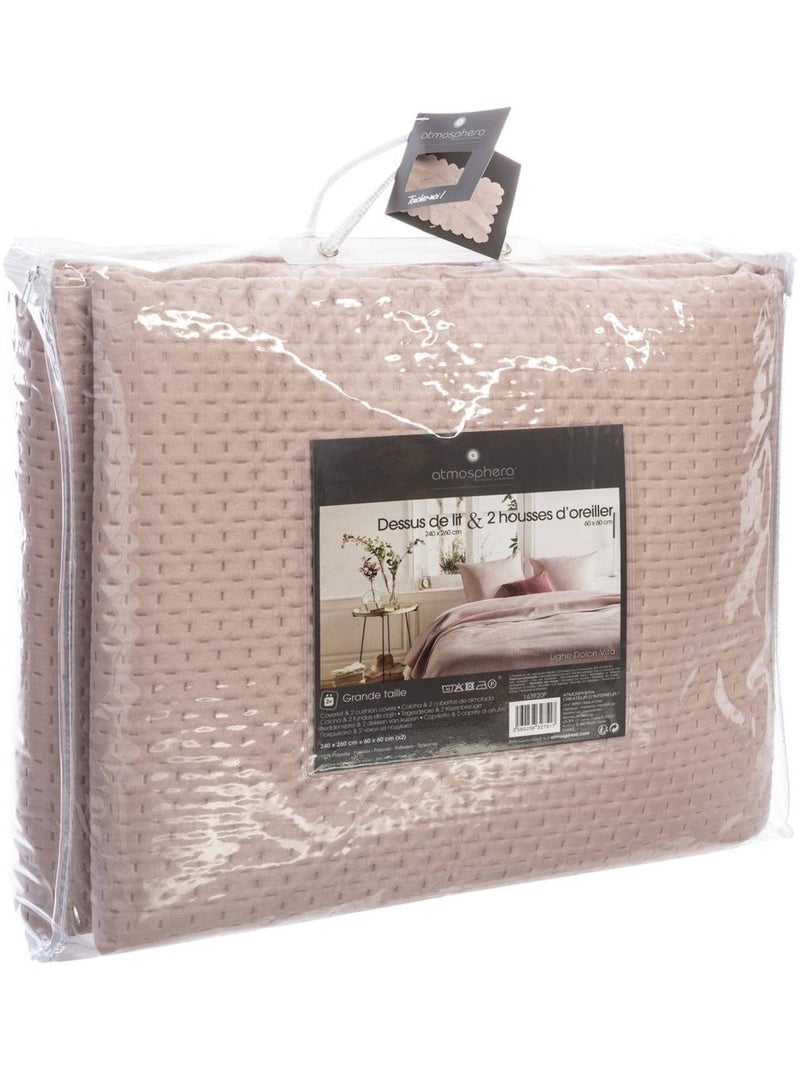 Colcha com 2 fronhas a condizer Rosa - Kiabi