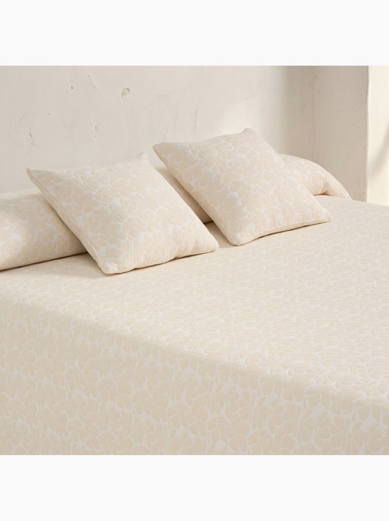 Colcha de algodão com design floral em relevo, tecido texturizado. Branco - Kiabi