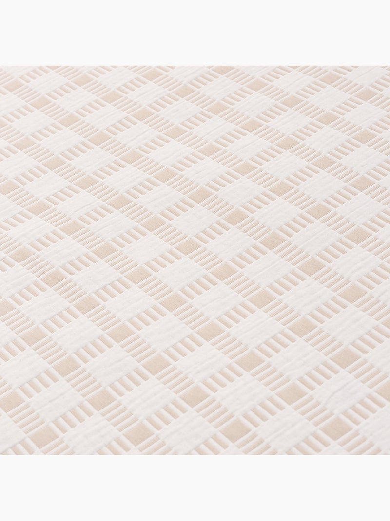 Colcha de algodão com design xadrez em relevo, tecido texturizado. Bege - Kiabi