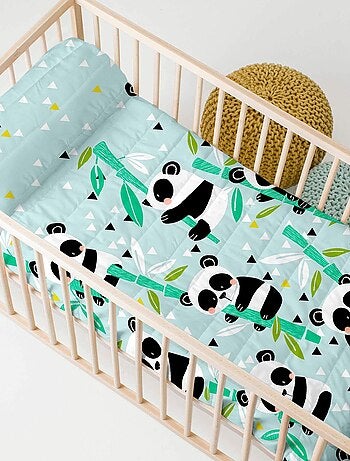 Colcha Panda garden blue "Happyfriday