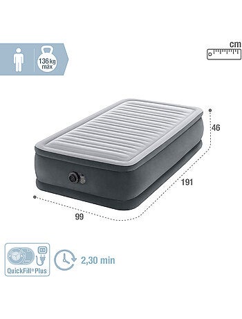 Colchão inflável individual intex tamanho s dura-beam deluxe comfort-plush elevated