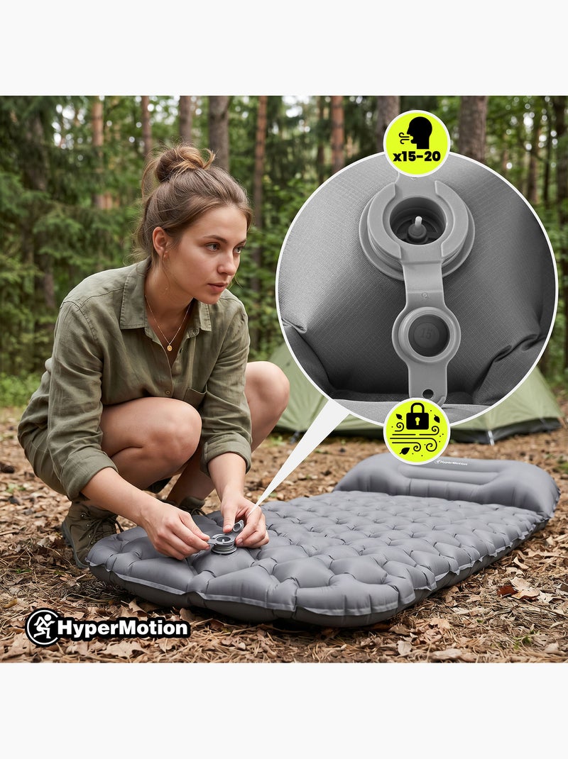Colchão insuflável campmat hypermotion: ultraleve, compacto e confortável para trekking e campismo Preto - Kiabi