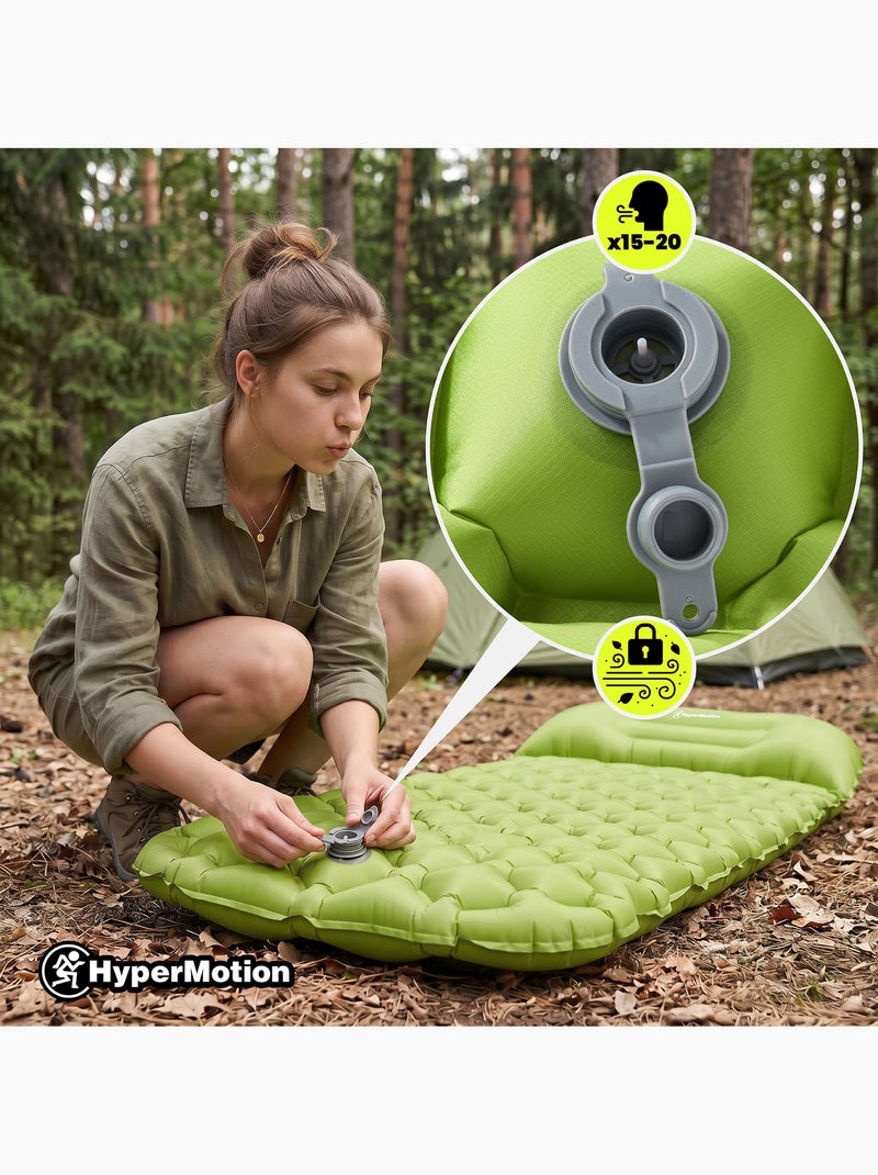 Colchão insuflável campmat hypermotion, ultraleve e compacto para caminhadas, trekking e campismo Verde - Kiabi