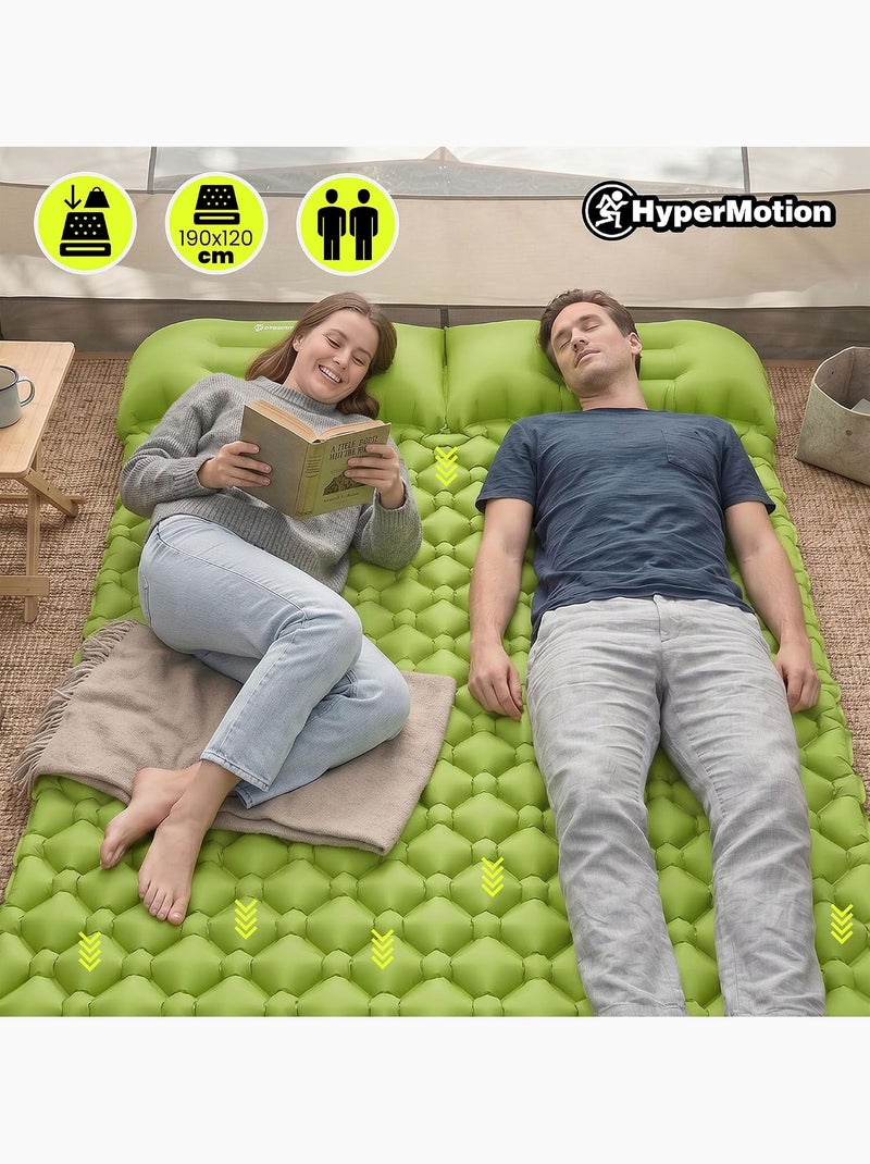Colchão insuflável hypermotion para duas pessoas, leve e confortável para aventuras ao ar livre Verde - Kiabi