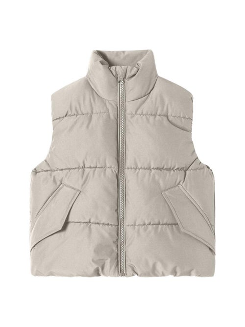 Colete Acolchoado Bege para Menina Name It Mole - Kiabi Colete Acolchoado Bege para Menina Name It Mole - Kiabi