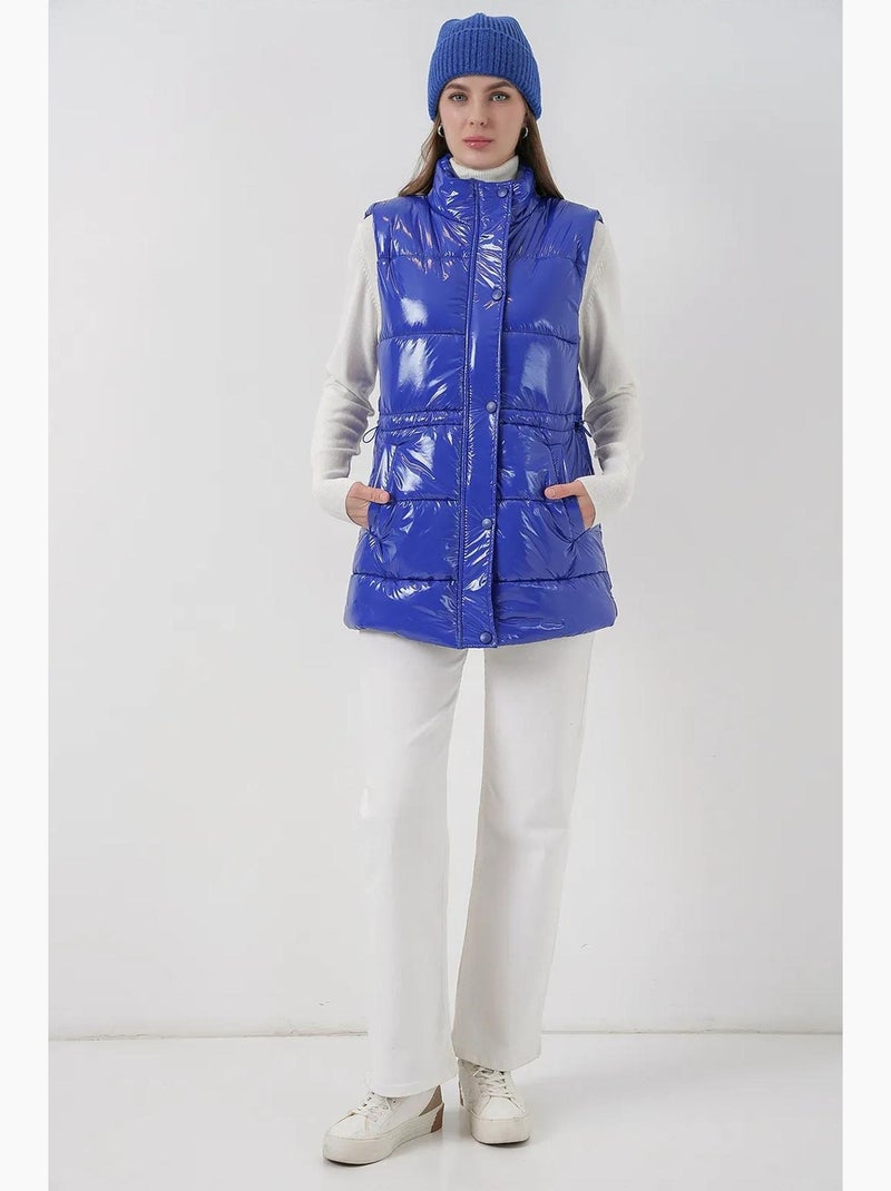 Colete acolchoado brilhante com fecho de correr bdart Azul-elétrico - Kiabi