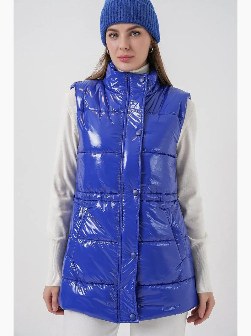 Colete acolchoado brilhante com fecho de correr bdart Azul-elétrico - Kiabi