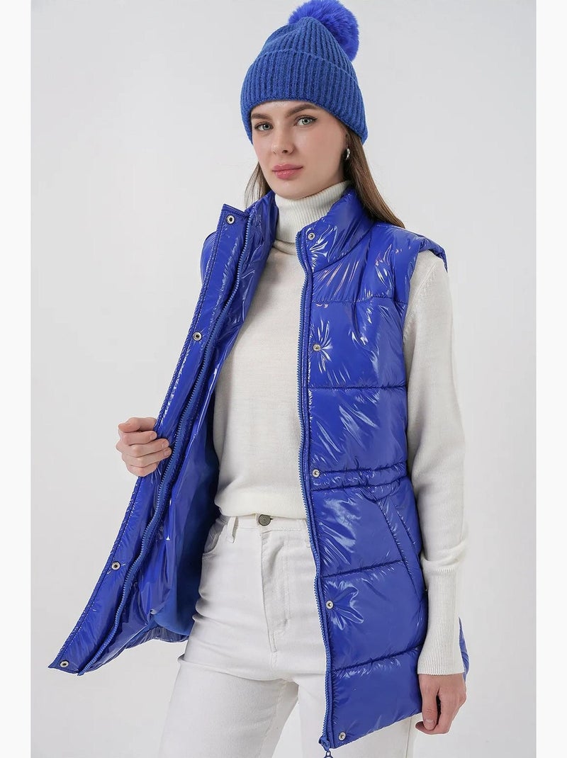 Colete acolchoado brilhante com fecho de correr bdart Azul-elétrico - Kiabi
