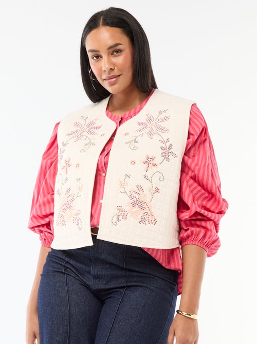 Colete acolchoado com bordados - Kiabi