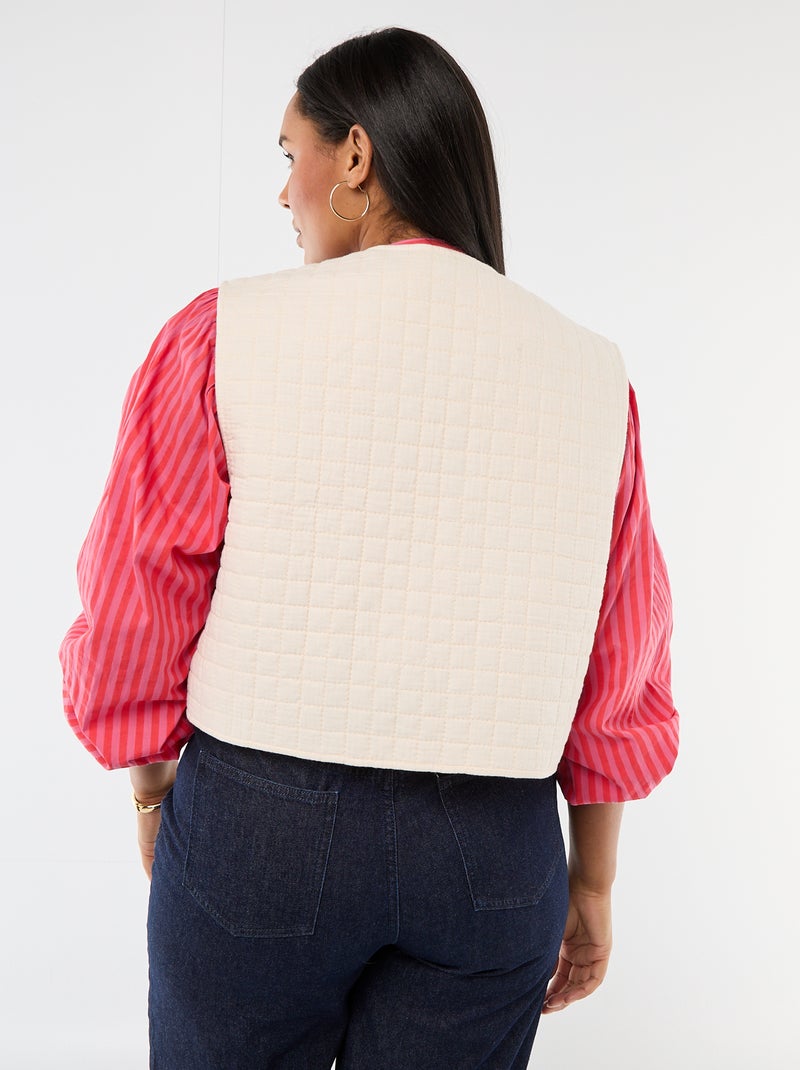 Colete acolchoado com bordados Bege - Kiabi