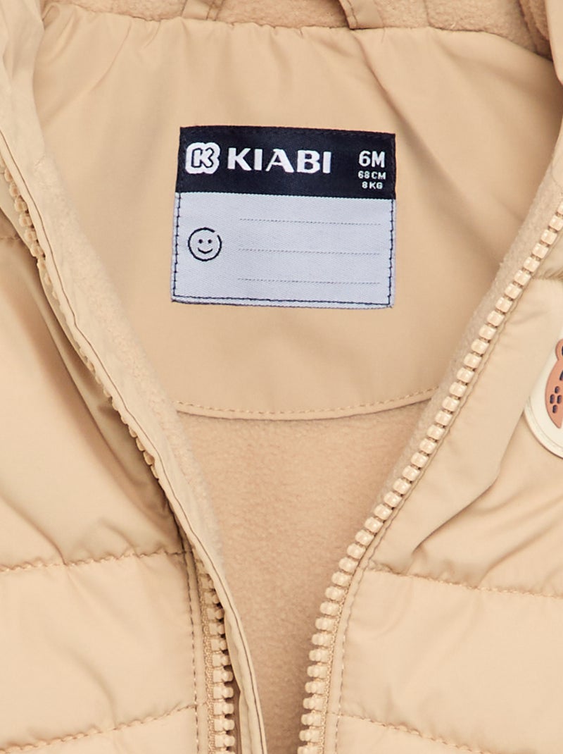 Colete acolchoado com capuz Bege - Kiabi