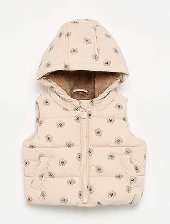 Colete acolchoado estampado com capuz