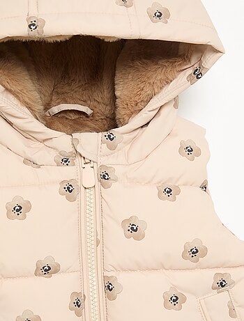 Colete acolchoado estampado com capuz