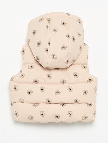 Colete acolchoado estampado com capuz
