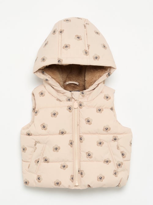 Colete acolchoado estampado com capuz - Kiabi